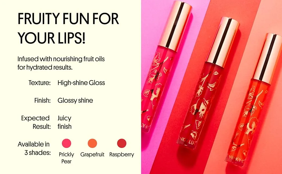 Winky Lux Fruity PH Lip Gloss Color Changing  Moisturizing Lip Gloss infused with nourishing fruit oils Raspberry - prickly pear grapefruit raspberry high shine lip gloss
