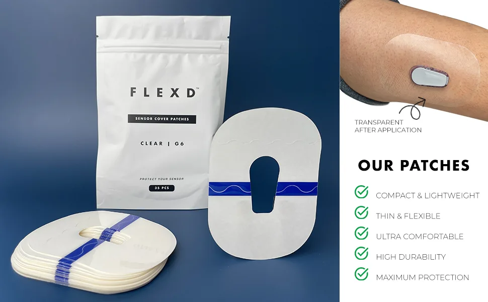 Flexd - G6 Adhesive Patches (35 Pcs)   Clear Transparent   Durable Waterproof Adhesive Overpatch G6 - dexcom g6 adhesive patches
