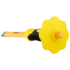 Firecore FS305F Masonry Chisel with Hand Guard  12 inches Heavy Duty Flat Chisel with Hand Protection  Concrete Mortar Stone Breaker Chisel for Demolishing Carving Splitting Breaking Cutting - Firecore FS305P Masonry Chisel with Hand Guard