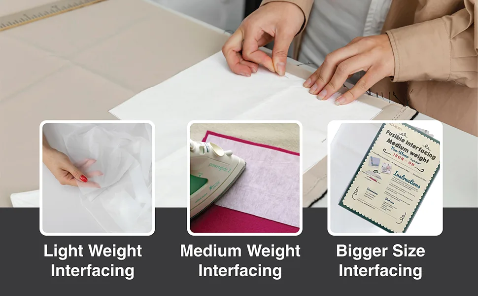 MAROBEE Medium Weight Iron On Fusible Interfacing for Sewing Projects  (40 Inch x 3 Yard) White Non-Woven - Comparison of different products avaiable