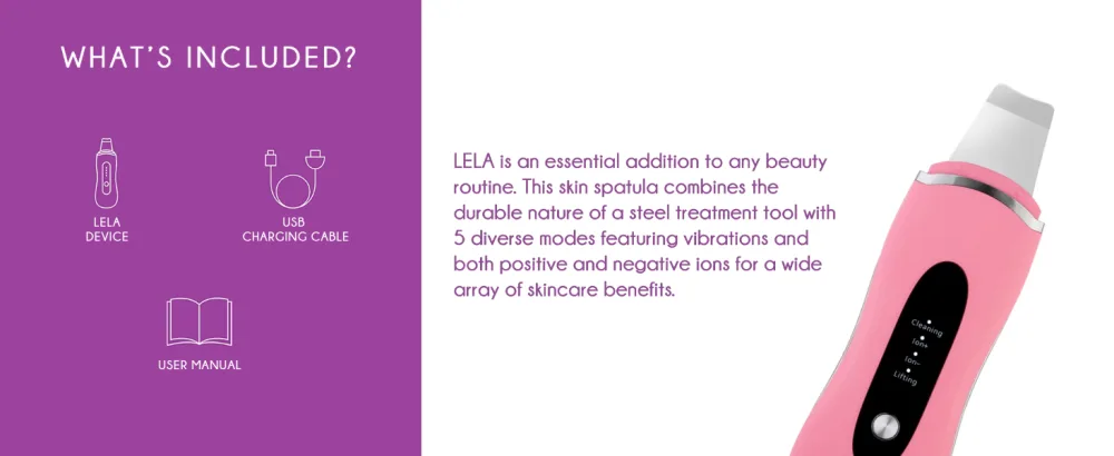 Spa Sciences LELA - Skin Spatula - for Deep Cleansing  Extraction  Serum Infusion and Lifting - 5 Treatment Modes - for All Skin Types - Rechargeable - lela