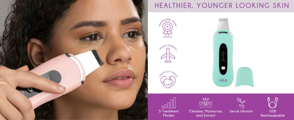 Spa Sciences LELA - Skin Spatula - for Deep Cleansing  Extraction  Serum Infusion and Lifting - 5 Treatment Modes - for All Skin Types - Rechargeable - lela