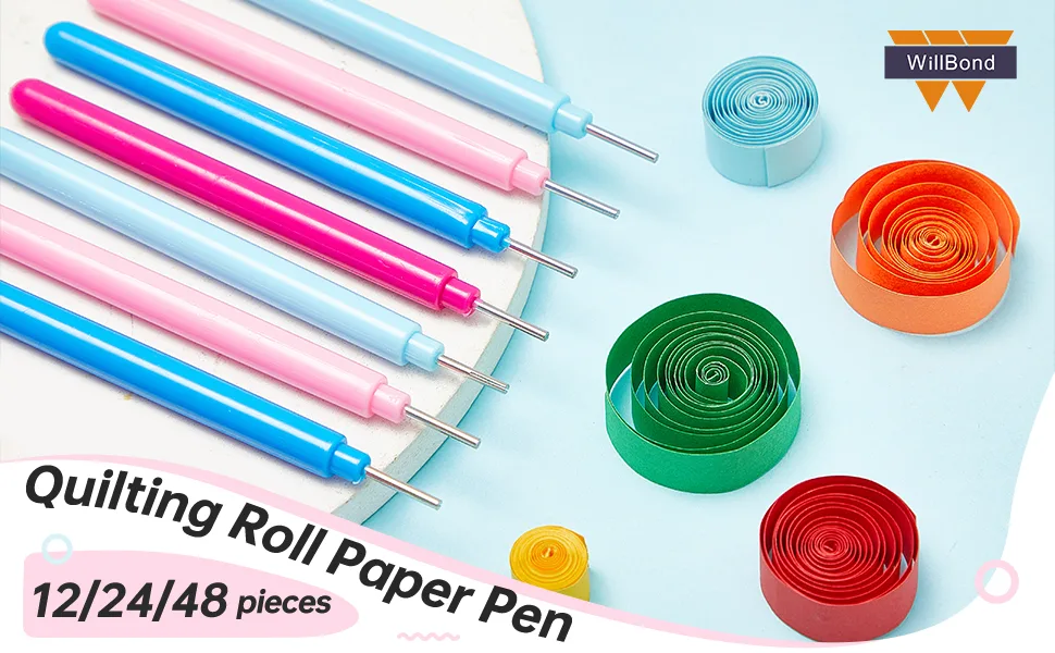 Paper Quilling Tools Rolling Curling Quilling Needle Pen DIY Cardmaking Paper Quilling Pen for Art Craft Handmade Tools  4 Colors (24 Pieces) - product information 1