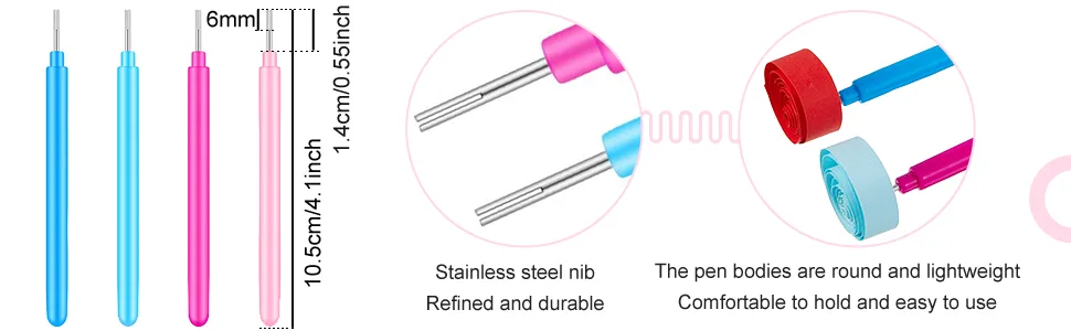 Paper Quilling Tools Rolling Curling Quilling Needle Pen DIY Cardmaking Paper Quilling Pen for Art Craft Handmade Tools  4 Colors (24 Pieces) - product information 2
