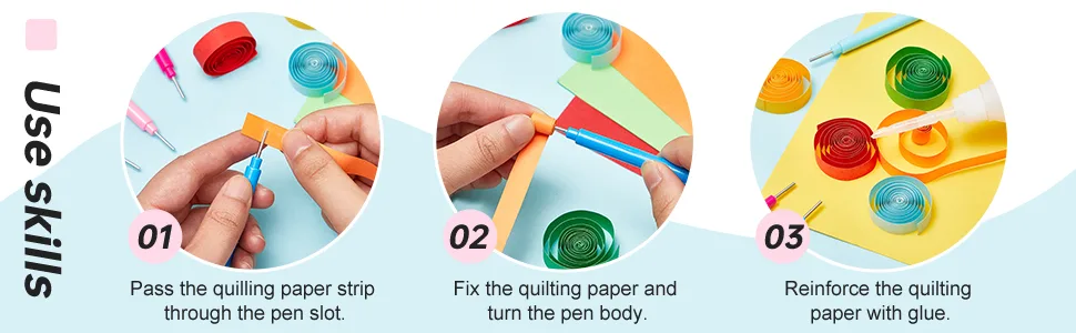 Paper Quilling Tools Rolling Curling Quilling Needle Pen DIY Cardmaking Paper Quilling Pen for Art Craft Handmade Tools  4 Colors (24 Pieces) - product information 4