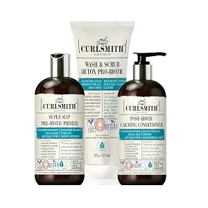 CURLSMITH - Clarifying Wash Day Bundle  Including Pre-Biotic Primer  Wash & Scrub Detox Pro-Biotic & Post-Biotic Calming Conditioner - Curlsmith Clarifying Wash Day Bundle