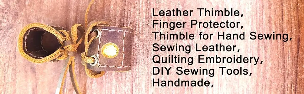 XTBOCA  Genuine Leather Coin Thimble  Finger Protector  Thimble for Hand Sewing  Sewing Leather  Quilting Embroidery  DIY Sewing Tools Handmade Crazy Horse Leather(2 Pcs) - leather thimble-2