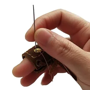 XTBOCA  Genuine Leather Coin Thimble  Finger Protector  Thimble for Hand Sewing  Sewing Leather  Quilting Embroidery  DIY Sewing Tools Handmade Crazy Horse Leather(2 Pcs) - Leather Thimble-5