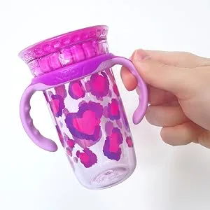 Nuby 360 Edge 2 Stage Drinking Rim Cup with Removable Handles & hygienic Cover: 10 Oz/ 300 Ml  12M+  Camo  Blue (80807) - 360 image