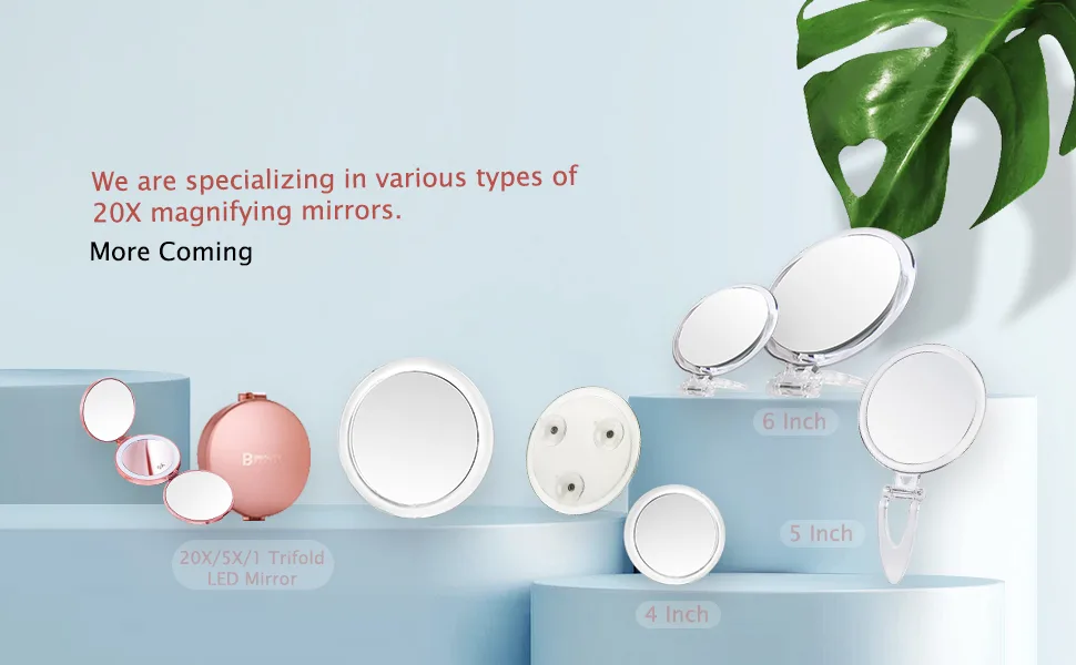 20X Magnifying Mirror  6 Inch  Two Sided Hand Mirror  20X/1X Magnification  Folding Makeup Mirror with Handheld/Stand  Use for Makeup Application  Tweezing  and Blackhead/Blemish Removal. Clear - Magnifying Mirror 2X 4 Inch