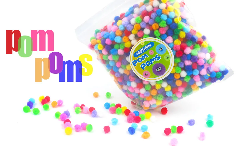 YooThink 1500 Pieces Pompoms for Crafts Small Size 1CM Small pom poms for Crafts Pompoms for DIY Creative Crafts Decorations - pom1
