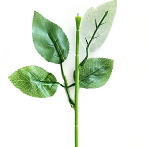 Yesok 50Pcs Floral Wire Stem with Leaves Artificial Plastic Rose Floral Wire Stems DIY Craft Bouquet Making Floral Arrangement Tools - product information 2