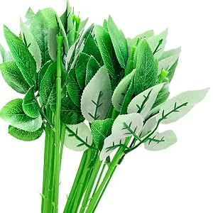 Yesok 50Pcs Floral Wire Stem with Leaves Artificial Plastic Rose Floral Wire Stems DIY Craft Bouquet Making Floral Arrangement Tools - product information 3