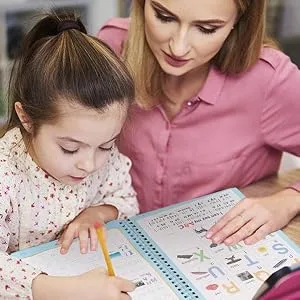 MOCUMEI Magic Reusable Copybook for Kids-Practice Copybook for Age 3-5 Calligraphy Simple Hand Lettering-Reusable Writing Practice Book Style 2 - Magic Practice Copybook for Kids