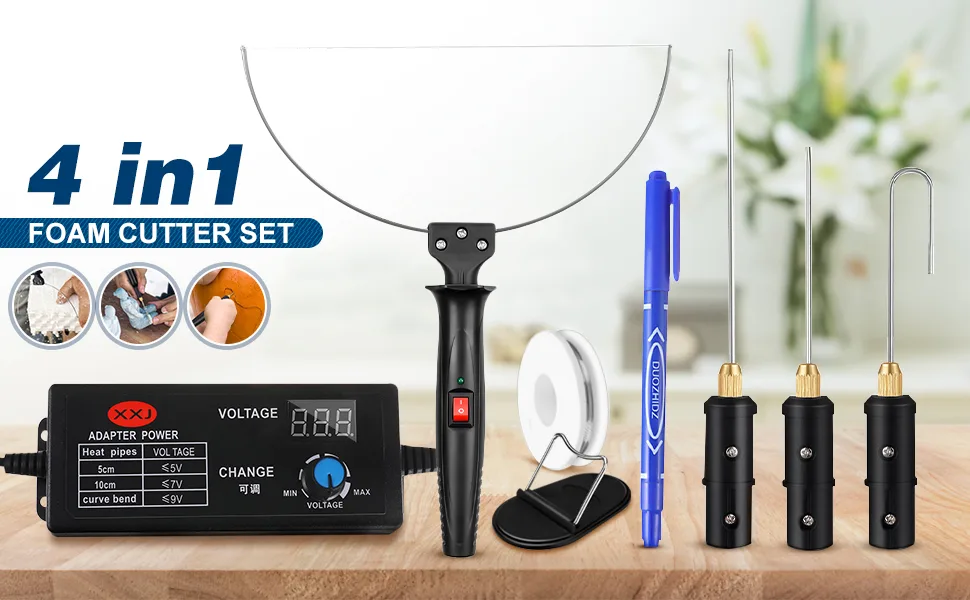 4 in 1 Foam Cutter Set With Digital Voltage Controller  GOCHANGE Electric Cutting Machine Pen Tools Kit  100-240V /18W Styrofoam Cutting Pen with Electronic Voltage Transformer Adaptor FMC-05 - product information 8