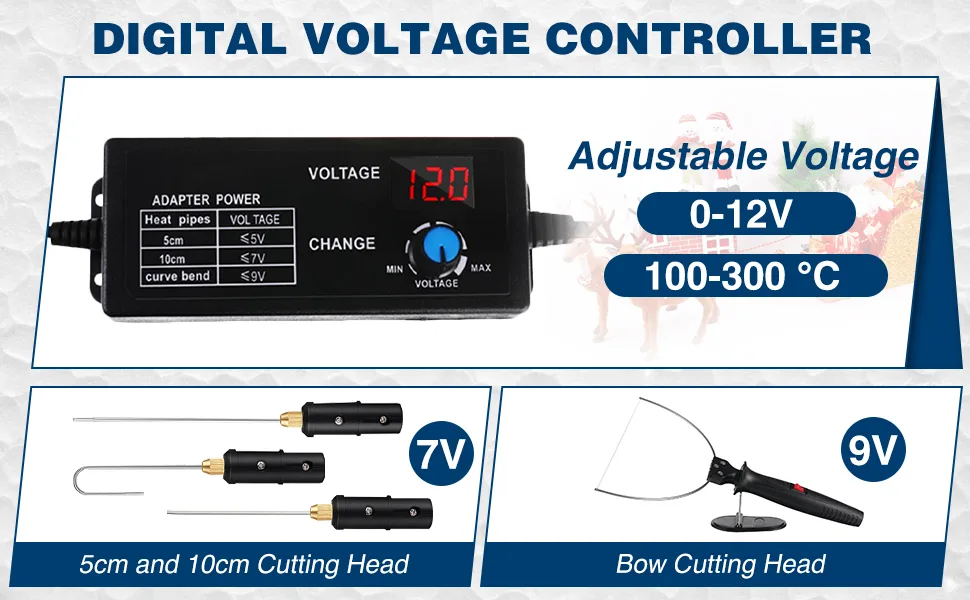 4 in 1 Foam Cutter Set With Digital Voltage Controller  GOCHANGE Electric Cutting Machine Pen Tools Kit  100-240V /18W Styrofoam Cutting Pen with Electronic Voltage Transformer Adaptor FMC-05 - product information 9