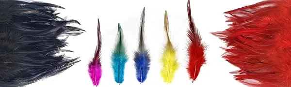 Happy Feather 100PCS Saddle Hackle Rooster Feather for Crafts  5-7 inch Natural Pheasant Neck Feathers DIY Pendant Earrings Dream Catcher-White - rooster feathers