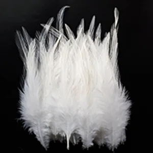 Happy Feather 100PCS Saddle Hackle Rooster Feather for Crafts  5-7 inch Natural Pheasant Neck Feathers DIY Pendant Earrings Dream Catcher-White - white