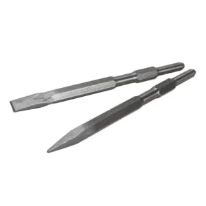 XtremepowerUS 2-Pieces Point and Flat Concrete Chisels for Electric Demolition Jack Hammer 5/8 Hex Shank 2pc Chisel Bit Set - product information 2
