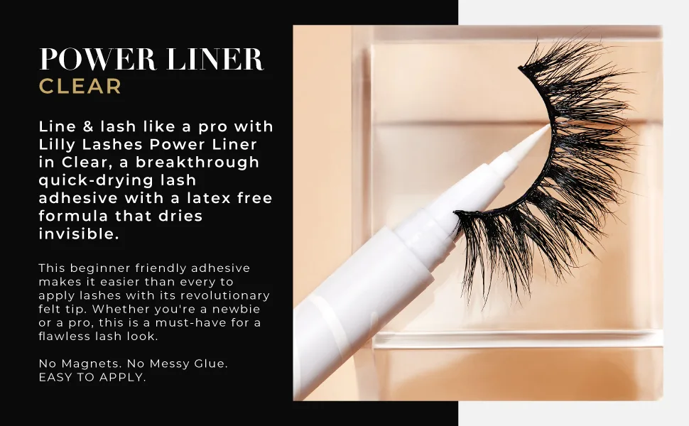 Lilly Lashes Power Liner Eyelash Glue for False Lashes | Clear Lash Glue | Quick Dry  Waterproof  Lash Adhesive | Vegan & Cruelty Free - Lilly Lashes Power Liner Eyelash