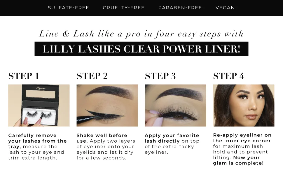 Lilly Lashes Power Liner Eyelash Glue for False Lashes | Clear Lash Glue | Quick Dry  Waterproof  Lash Adhesive | Vegan & Cruelty Free - Lilly Lashes Power Liner Eyelash