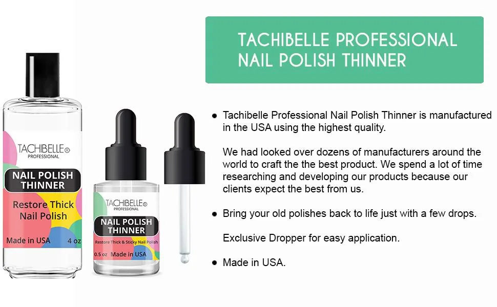 Tachibelle Nail Polish Thinner - Bring your old polishes back to life Refill Size Kit 4 oz & 0.5 oz - werrw