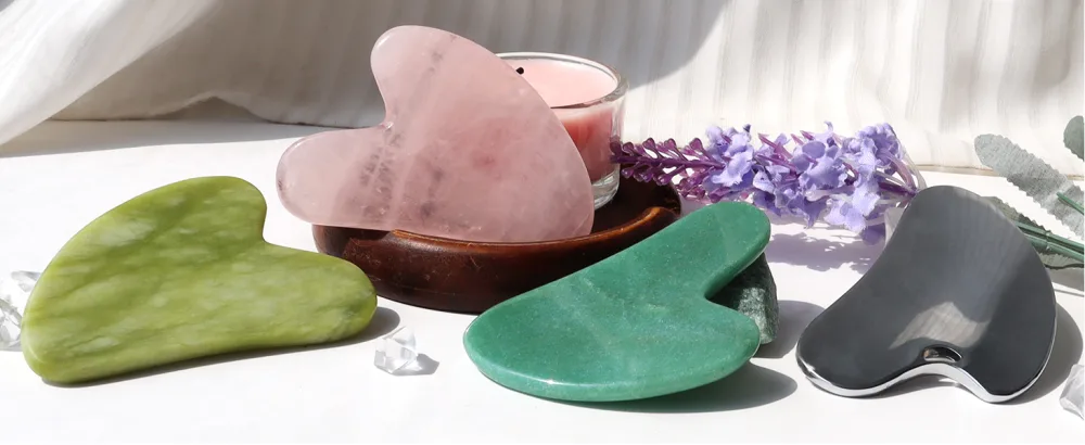 BAIMEI Gua Sha Facial Tool for Self Care  Massage Tool for Face and Body Treatment  Relieve Tensions and Reduce Puffiness - Rose Quartz - Gua Sha
