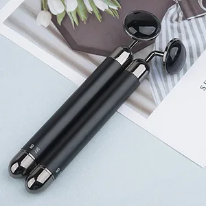 HOTACE Jade Roller for Face Electric Vibrating Face Roller Massager 100% Natural Rose Quartz Roller Skin Care Tools-Pink - black obsidian jade roller
