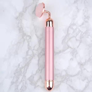 HOTACE Jade Roller for Face Electric Vibrating Face Roller Massager 100% Natural Rose Quartz Roller Skin Care Tools-Pink - rose quartz jade roller massage