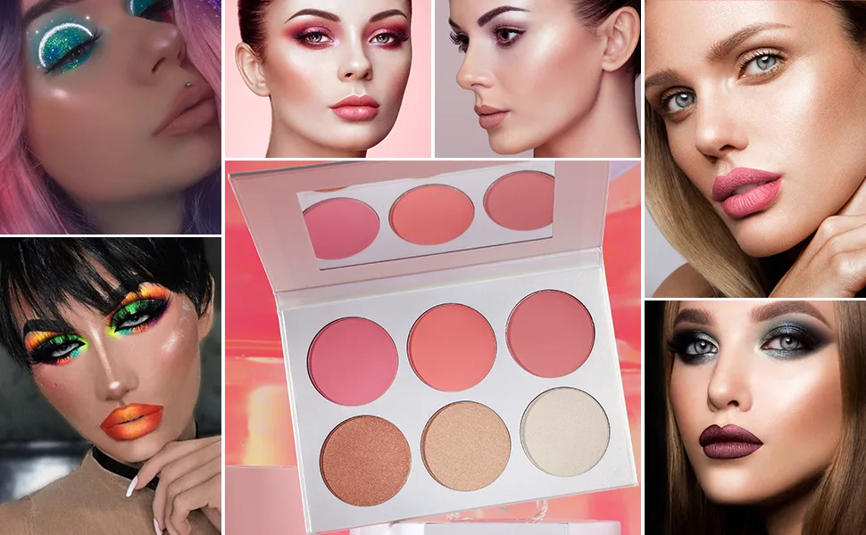 Blusher & Highlighter Palette  Blusher Illuminator Highlighter Contour Bronzer All in One Makeup Palette  Glow Blusher Bronzer Highlighter Powder Kit  High Pigmented Easy to Blend Longlasting - blush