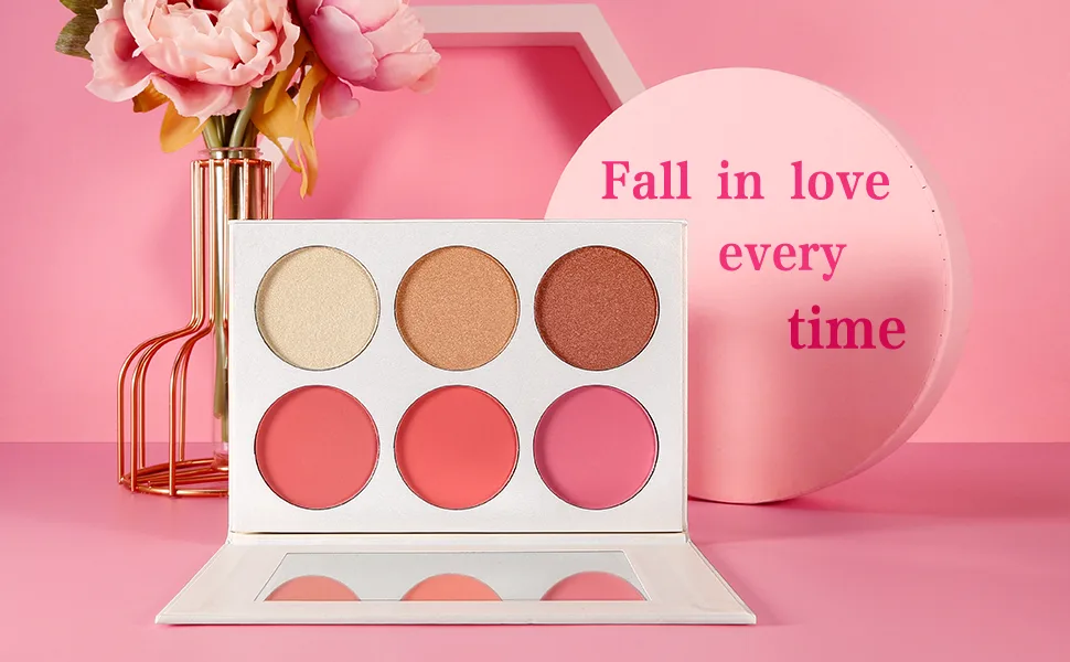 Blusher & Highlighter Palette  Blusher Illuminator Highlighter Contour Bronzer All in One Makeup Palette  Glow Blusher Bronzer Highlighter Powder Kit  High Pigmented Easy to Blend Longlasting - blush highlighter