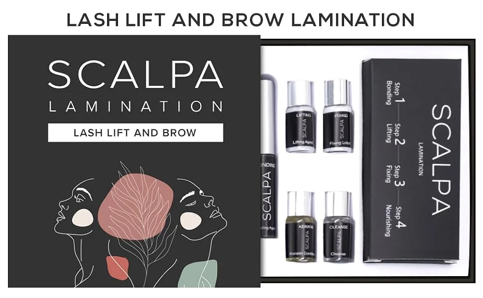 SCALPA Professional Lash Lift & Brow Lamination Complete Kit  Semi-Permanent Eyelash Perm for Lash Curling  Eyebrow Perm Kit for Full Brows - Lash lift and brow lamination