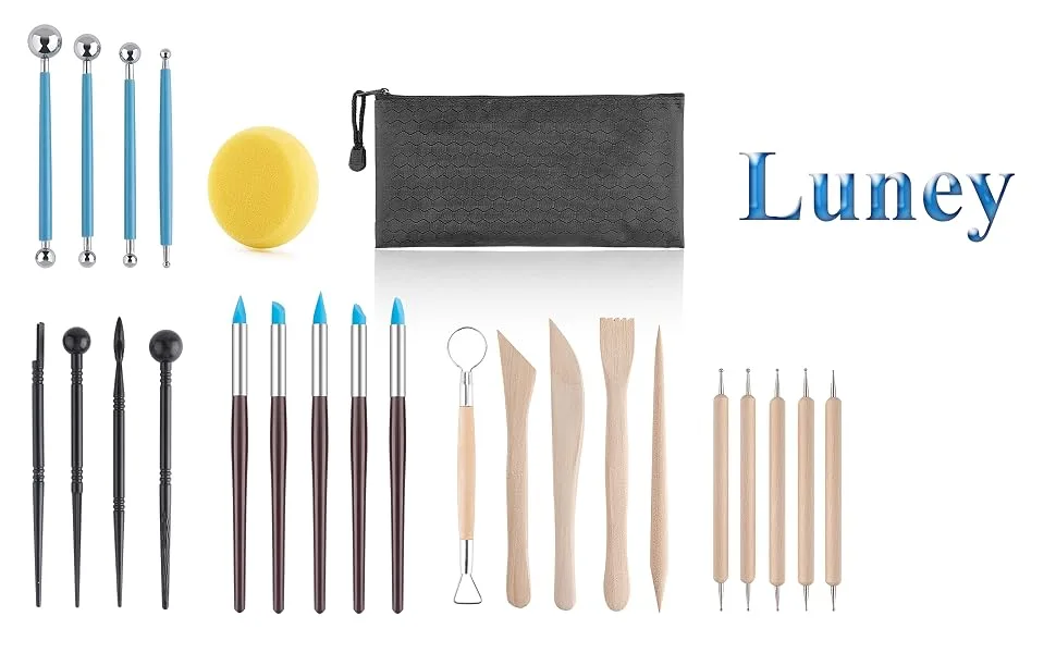 Clay Tools Kit  24 PCS Polymer Clay Tools  Ceramics Clay Sculpting Tools Kits  Air Dry Clay Tool Set for Adults  Kids  Pottery Craft  Baking  Carving  Drawing  Dotting  Molding  Modeling  Shaping - product information 1