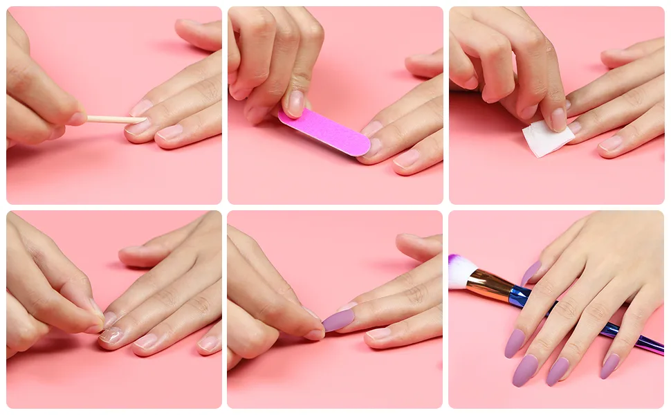 240PCS Press on Nails  OPOVE Short Acrylic Matte Nails Coffin Medium Length  Professional Nail Art Tips Set  Fake Nails with Nail File  Cuticle Stick  Stick on False Artificial Nails with Solid Color M01 - product information 2