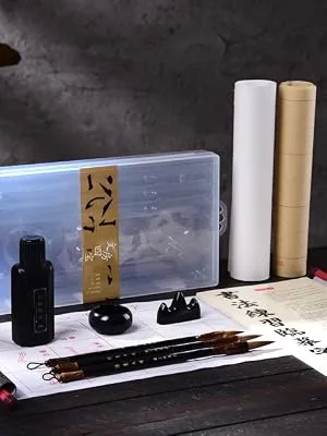 CA Society Chinese Calligraphy Set  Japanese Calligraphy Brush Gift Set  Brush Calligraphy Ink  Water Writing Cloth  9 Pcs for Beginners - calligraphy set