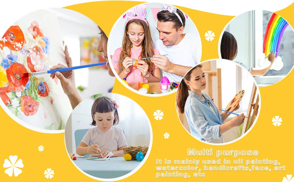 60 Pcs Paint Brushes Round Flat Small Brush Bulk for Detail Painting MIX(30Flat +30Round) - paint brushes for kids
