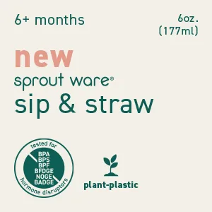 green sprouts Sprout Ware Plant-Plastic Sip & Straw Cup  Includes Sippy & Straw Spouts  Easy Grip Handles  Gray - sprout ware sip and straw