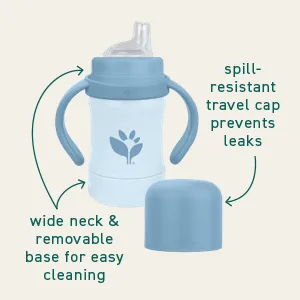 green sprouts Sprout Ware Plant-Plastic Sip & Straw Cup  Includes Sippy & Straw Spouts  Easy Grip Handles  Gray - sprout ware sip and straw
