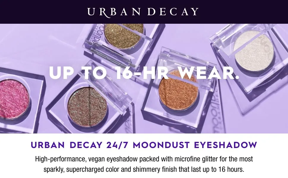 URBAN DECAY 24/7 Moondust Eyeshadow Compact - Long-Lasting Shimmery Eye Makeup and Highlight - Up to 16 Hour Wear - Vegan Formula Cosmic (sheer white sparkle) - 24/7 moondust eyeshadow urban decay single compact glitter matte satin finish eye makeup