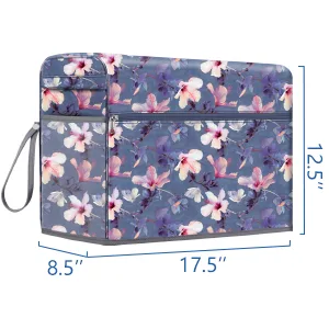 FINPAC Sewing Machine Dust Cover  Protective Cover with Side Handle and Sewing Essentials Pockets Compatible with Standard Singer  Brother and Janome Sewing Machines(Blooming Hibiscus) - sewing storage