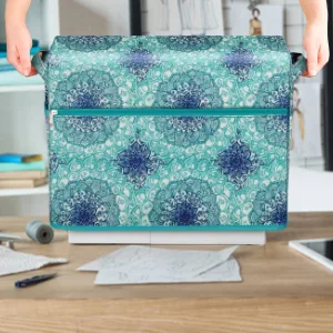 FINPAC Sewing Machine Dust Cover  Protective Cover with Side Handle and Sewing Essentials Pockets Compatible with Standard Singer  Brother and Janome Sewing Machines(Blooming Hibiscus) - singer sewing machine