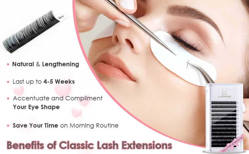 LANKIZ Eyelash Extensions Individual Lashes 0.15|0.2mm C|CC|D|DD Curl 15-20mm Volume Lash Extensions (15-20mm Classic 0.2mm  DD Curl) - eyelash extensions