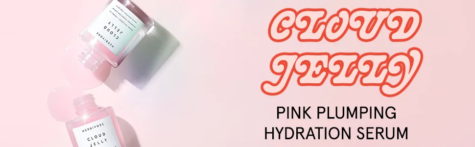 Herbivore Botanicals Cloud Jelly Plumping and Hydration Face Serum with Vegan Collagen - Clean  Natural Skincare  1 Fl Oz (30ml) - Herbivore Cloud Jelly Pink Plumping Hydration Serum