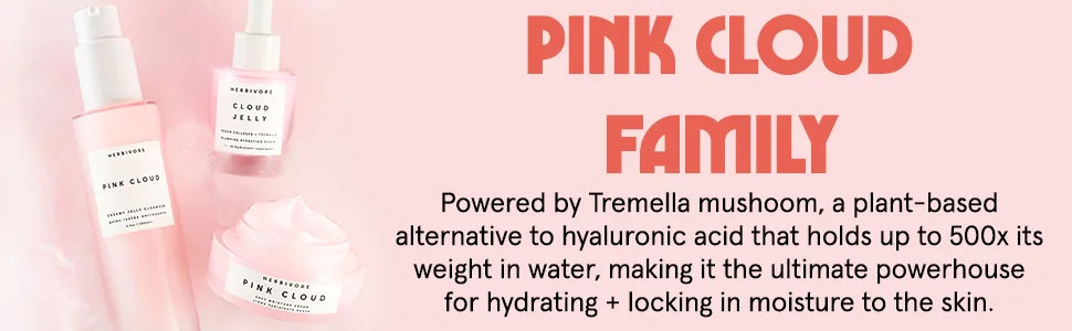 Herbivore Botanicals Cloud Jelly Plumping and Hydration Face Serum with Vegan Collagen - Clean  Natural Skincare  1 Fl Oz (30ml) - pink cloud family