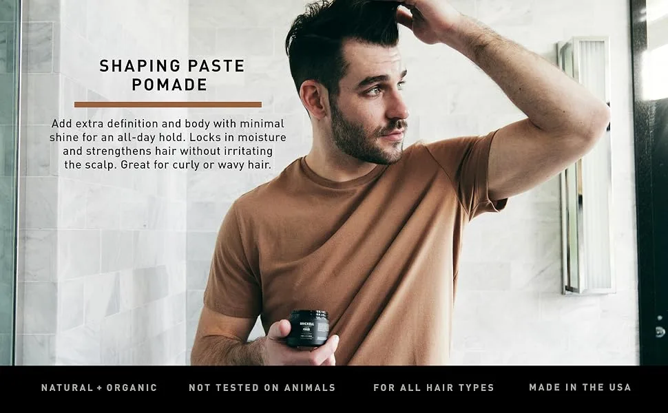 Brickell Men's Products Shaping Paste Pomade For Men  All Natural  Texturizing Wax Pomade  2 Ounce  Scented - Shaping Paste Pomade, For men, Add definition and body, low-shine, All-day hold