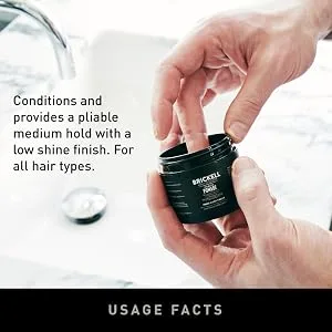 Brickell Men's Products Shaping Paste Pomade For Men  All Natural  Texturizing Wax Pomade  2 Ounce  Scented - Usage Facts, Conditions, Provides a pliable medium hold with a low-shine finish, For all hair types