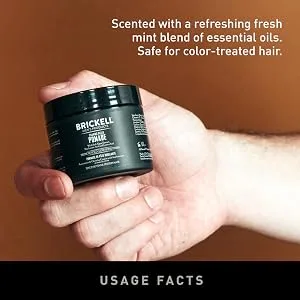 Brickell Men's Products Shaping Paste Pomade For Men  All Natural  Texturizing Wax Pomade  2 Ounce  Scented - Usage Facts, Scented with a refreshing mint blend of essential oils, Safe for color-treated hair