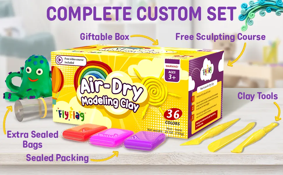 Air Dry Clay 36 Colors  Soft & Ultra Light  Modeling Clay for Kids with Accessories  Tools and Tutorials - A+ 36-3
