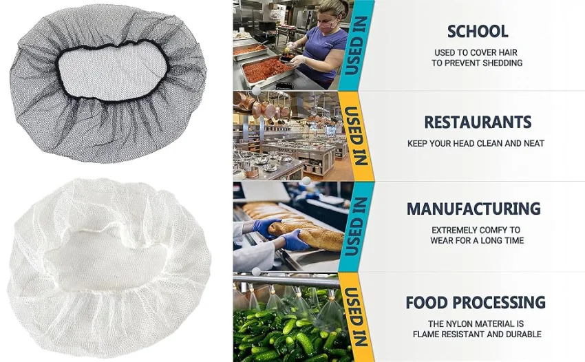 20pcs Disposable Bouffant Hair Net Caps Stretchable Nylon Hairnets for Food Service Kitchen Hair Salon (Black) - 20pcs Disposable Bouffant Hair Net Caps,Stretchable Nylon Hairnets