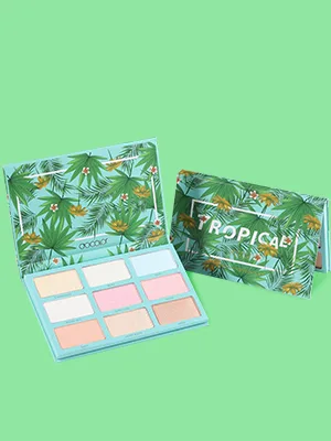 Docolor Highlighter Palette 9 Colors Tropical Highlighter Makeup Palette Metallic Shimmer Highlight Powder Palette Kit  Face Illuminator Makeup Palette - glitter,smooth,last lasting,versatile, waterproof,brilliant lighten skin color face palette kit